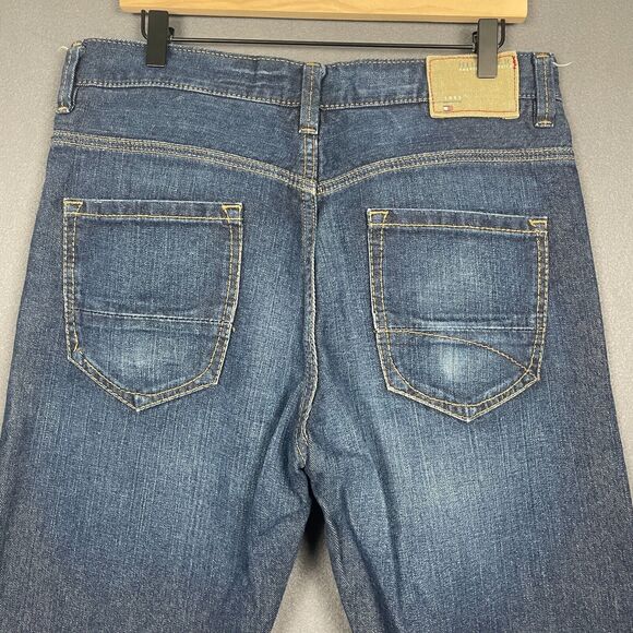 Tommy Hilfiger Jeans Mens 34x32 Blue Bootcut High Rise Dark Wash Denim - Picture 5 of 14